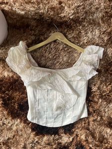 Off-Shoulder Ruffled Corset Top