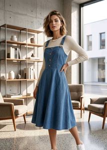 👗 Classic Denim Layered Midi Dress