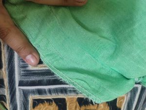 Elegant Teal Saree with Gold Stripes