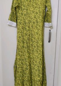 White Kurta Set with attached Printed Jacket