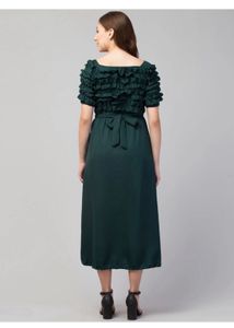 Flowy  Ruffled Emerald Green Dress