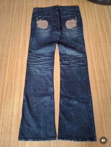 Distressed Blue Denim Bootcut Jeans