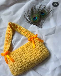Crochet Handbag with Ribbon Accents