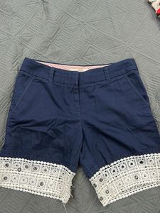 Navy Blue Lace Trim Shorts
