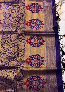 Elegant Blue Silk Saree with Gold Border