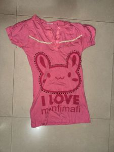 Cute Pink Bunny Graphic T-Shirt