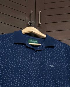 Colorplus Men Navy Blue Printed Polo T-Shirt