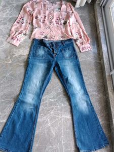 Pink Floral Button-Up Blouse