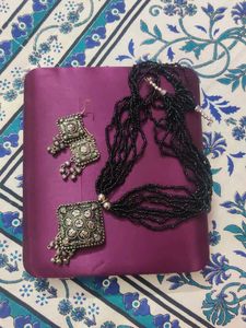 Oxidized Boho Necklace & Earring Set