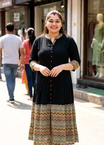 Stylish Black Kurta with Colorful Border