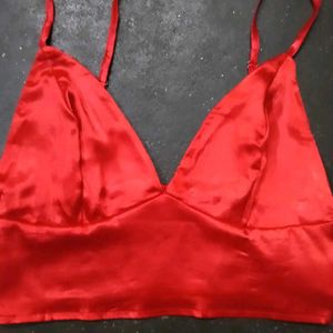 Satin Red Triangle Bra
