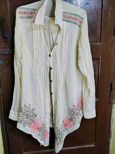Boho Embroidered Button-Up Top