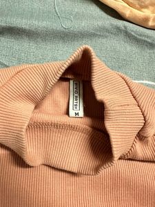Turtle Neck Peach Top