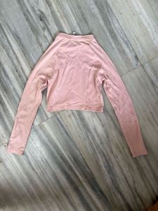 Cute Pink Long Sleeve Crop Top