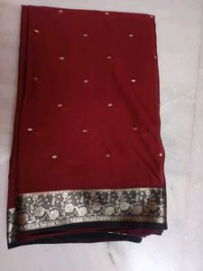Elegant maroon Saree with Golden Border