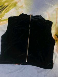 Black Velvet Embroidered Blouse