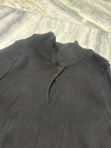 Black Ribbed Turtleneck Top