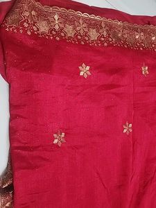 Elegant Red &amp; Gold Embroidered Saree