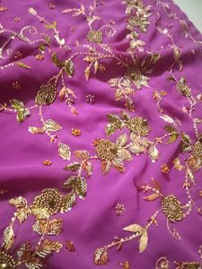 Ghungru in saree Stunning Embroidered Purple Sare