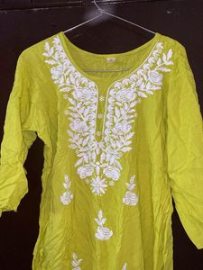 Lime Green Embroidered Kurta