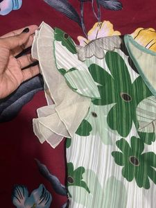 Floral Print Top with Ruffle Sleeves
