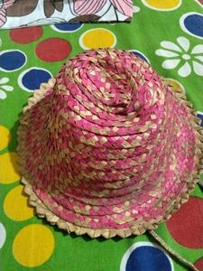 Woven Pink Straw Hat