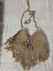 Boho Crochet Fringe Bikini Top