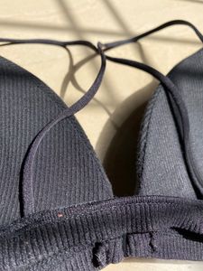 Black Cross Strips Bra