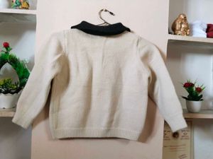 Collared Cardigan - Ivory &amp; Black