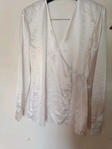 White Satin Kimono Style Top