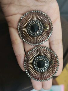 Stunning Oxidized Jhumkas with Black Stone