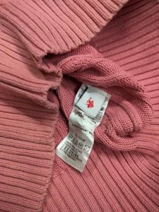 US Polo Assn Pink Cable Knit V-Neck Sweater
