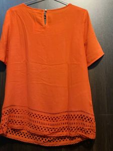 Bright Orange Cutwork Top