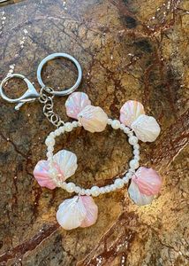 Chic Beaded Shell Keychain Set