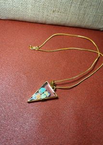 Unique Resin Fruit Slice Triangle Pendant Necklace