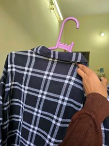 Classic Black &amp; White Plaid Flannel Shirt