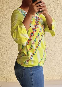 Cotton Top With Beeds Work