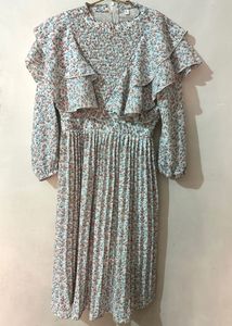 Floral Smocked Pearl Detail Dress