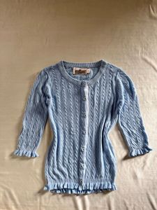 Cute Blue Cable Knit Cardigan