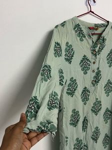 Light Green Printed Cotton Kurta