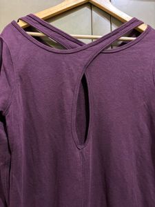 Purple Long Sleeve Cut-Out Top