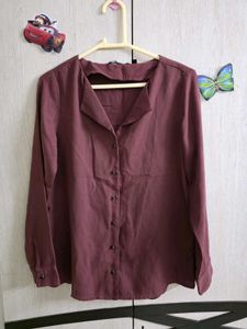 Classic Burgundy Long Sleeve Button-Up Top
