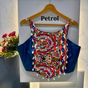 Embroidered Crop Top Blouse