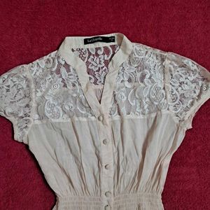 Y2k Vintage Sheer Lace Button-Up Top