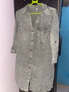 Stylish Washed Grey Shirt Dress