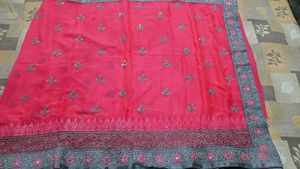 Beautiful Pink Saree with Grey Blo