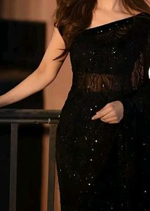 New black sequence saree with blouse piece