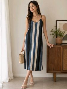 Striped Midi Slip Dress