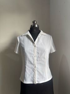 Classic White Short-Sleeve Button-Up Shirt