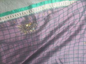 Elegant Purple Checked Saree With blouse